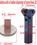 7pc High Strength Double Wheel Lathe Knurling Tools Set displayed with size measurements and diagonal knurling wheels for lathes
