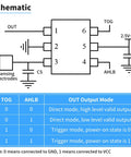 Schematic diagram for 20Pcs TTP223B Digital Capacitive Touch Sensor Module Touch Switch 2 To 5.5V DC for DIY projects and prototyping.
