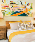 Gold Swing Arm Wall Sconces Two Pack Plug In Brass Wall Lights With White Fabric Shade Adjustable Arms in bedroom.