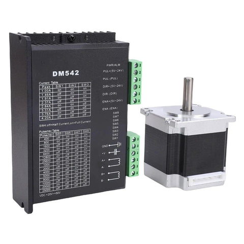 Heavy Duty Closed Loop Stepper Motor Kit Featuring Rugged Alloy Steel Construction And Silent Runner For Zero Skip Control On CNC Engraving And 3D Printing Shop Projects, showing driver and stepper motor components.