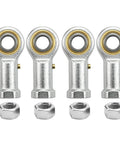 Beefy Heavy Duty PHSB6 Rod End Bearings Pack of 4 Pre Lubricated 3/8 Inch Bore with 3/8-24 Right Hand Female Thread, steel with nuts