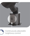 Close-up of Low Voltage LED Landscape Spotlight For Outdoor Lighting showing adjustable brightness control dial.
