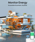 Modern home with Off Grid Solar System Kit For Home With 2340W Solar Array, 10kW Inverter, And Two 48V 100Ah Lithium Batteries visible