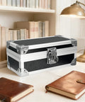 Lockable Cash Box With Key, aluminum alloy money safe on desk with books, single row currency tray for secure storage