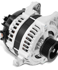 High Output 160 Amp 12V Alternator Replacement Direct Fit for Chrysler Town And Country 2008 2009 2010, Dodge Grand Caravan 2008 2009 2010, Jeep Wrangler 2009 2010 2011 3.3L 3.8L V6, front view with 6-groove pulley