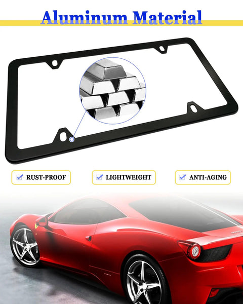 Black aluminum frame of Magnetic License Plate Mount Four Pack With Strong Neodymium Magnets No Drill Temporary Plate