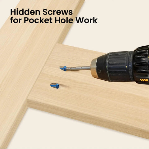 Pocket Hole Screws 2 Inch Set Of 300 With Extra 100mm Drive Bit Magnetized Bit For Easy Use Rust Resistant Blue Coated Exterior Wood Screws