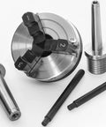 Premium Heavy Duty Three Inch Wood Lathe Chuck Featuring Reversible Jaws And Dual Arbors For One By Eight Tpi Spindles parts arrangement
