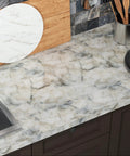 Blue Marble Waterproof Countertop Contact Paper 24x197 Inch Peel And Stick Vinyl Wrap for kitchen, oil-proof surface view