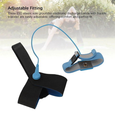 ESD Heel Grounder Straps Set One Size Fits All Adjustable Shoes Straps With Buckle For Grounding Electronics Anti Static Foot Straps