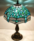 Tiffany Style Stained Glass Dragonfly Table Lamp With Green And Blue Shade, Perfect Reading Light For Your Bedroom Or Living Room Vibe