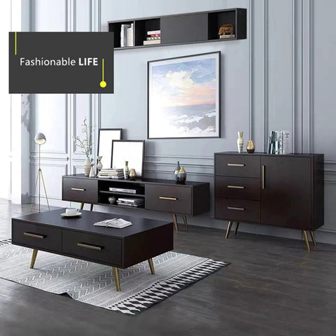 Rock Solid Gold Metal Furniture Legs Set of Four With Slanted Oblique Style 9.8 Inch Height Replacement Feet for Couches and Coffee Tables to Elevate Your Space While Handling Heavy Loads Up to 1000kg Capacity for Instant Home Upgrade in modern living room with dark furniture.