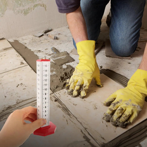 Person using Dual Function Tile Contour Gauge And Ruler Level Tool, Heavy Duty Metal And Plastic Contour Gauge For Tile Installation
