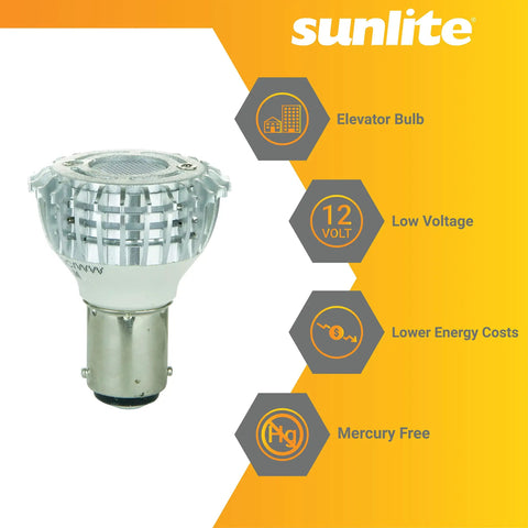 LED GBF Reflector Bulb 3W 20W Equivalent Replacement for 1383 Incandescent 125 Lumens 12V BA15D Double Contact Base Six Pack Ideal for Elevators and RVs Warm White 3000K