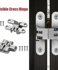 2 Pack 180 Degree Swing Door Hinges For Casement And Folding Tables, Invisible Concealed Cross Hinges For Furniture Hardware, 16x70mm