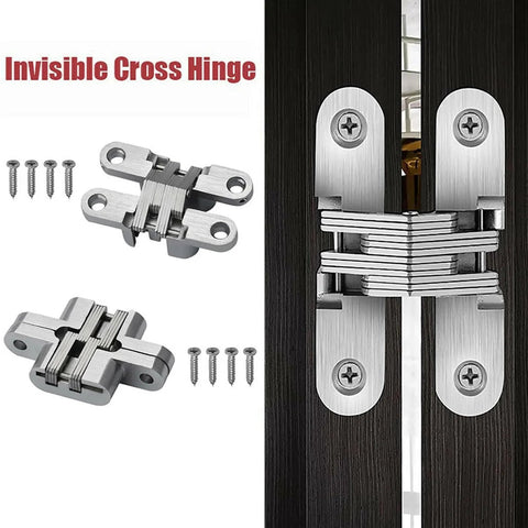 2 Pack 180 Degree Swing Door Hinges For Casement And Folding Tables, Invisible Concealed Cross Hinges For Furniture Hardware, 16x70mm