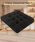 Thickened Floor Cushion For Meditation And Yoga Large 22x22 Inch Square Black Cozy Memory Sponge Pad With Nine Tufted Points To Prevent Deformation Relieves Hip And Leg Pressure Back Support Ideal For Tatami Living Room And Relaxation, black 21.6 in cushion