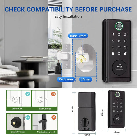 Top Notch Smart Door Lock With Keyless Entry Deadbolt Build dimensions, installation guide, and compatibility details.