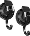Heavy Duty Vacuum Suction Cup Hooks Black 2 Pack For Smooth Walls And Glass Zero Drama Mounting Hella Strong Suction Grip No Drill Needed For Bathroom Kitchen Setup And Dope Home Storage Solutions.
