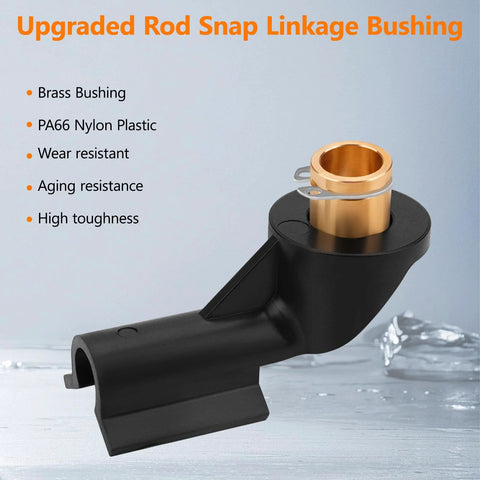 Brass ATV gear shifter rod snap linkage bushing with black plastic housing (side view)