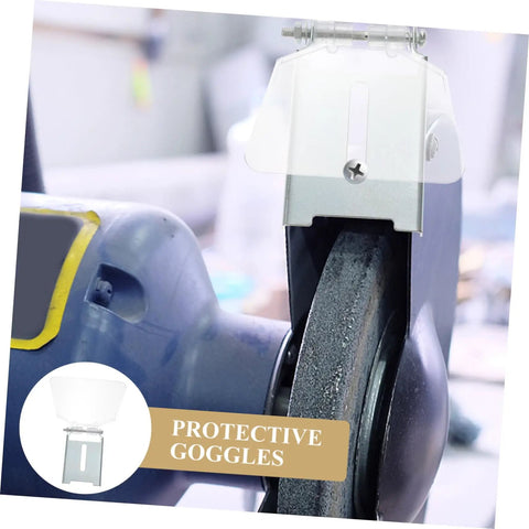 Clear Eye Protection Shield For Bench Grinder With Transparent Dust Guard Plate shown on grinding machine