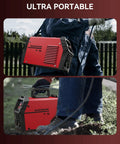 Person carrying 110V And 220V MMA Stick Welder With Large LED Display, Portable Welding Machine in outdoor setting