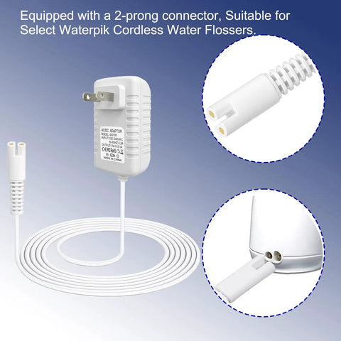 Replacement Charger Cord For Cordless Water Flosser WP360 WP450 WP462 And WP400 Series, 3V DC 0.1A, 5 Ft Cable, 2 Prong Connector