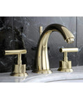 Concord 8 Inch Widespread Lavatory Faucet With Brass Pop Up Drain Polished Brass Finish 1.2 GPM Flow Two Handle Deck Mount