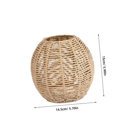 Boho Rattan Lamp Shade Small Wicker Pendant Cover For Floor Lamps Desk Lamps Chandeliers And Wall Sconces Natural Cotton Khaki Dark Light Retro Vibe Perfect For Cozy Home Decor