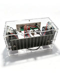 DIY Soldering Practice Kit And Electronic Speaker Build Project featuring a transparent acrylic shell and visible components.