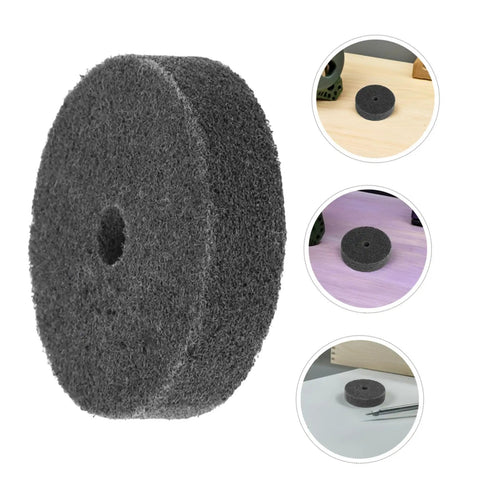 Nylon Polishing Wheels Set Six Pieces 10mm Hole For Metal Buffing Car Detailing Stone Finishing And Grinding Machines To Make Everything Shine Real Nice, grey wheel, 75mm diameter.