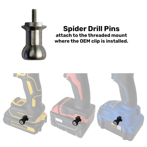 Drill Pin Holster Premium CNC Stainless Steel Side Mount Tool Holder in use on various drills