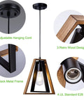 Farmhouse Pendant Light Kit Two Pack with Adjustable Hanging Lights for Kitchen Island Black and Wood Rustic Fixture