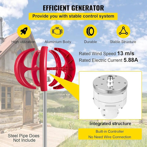 Efficient 100W 12V 5 Blade Wind Turbine Generator Kit With Controller Portable Windmill for Off Grid Power Supply
