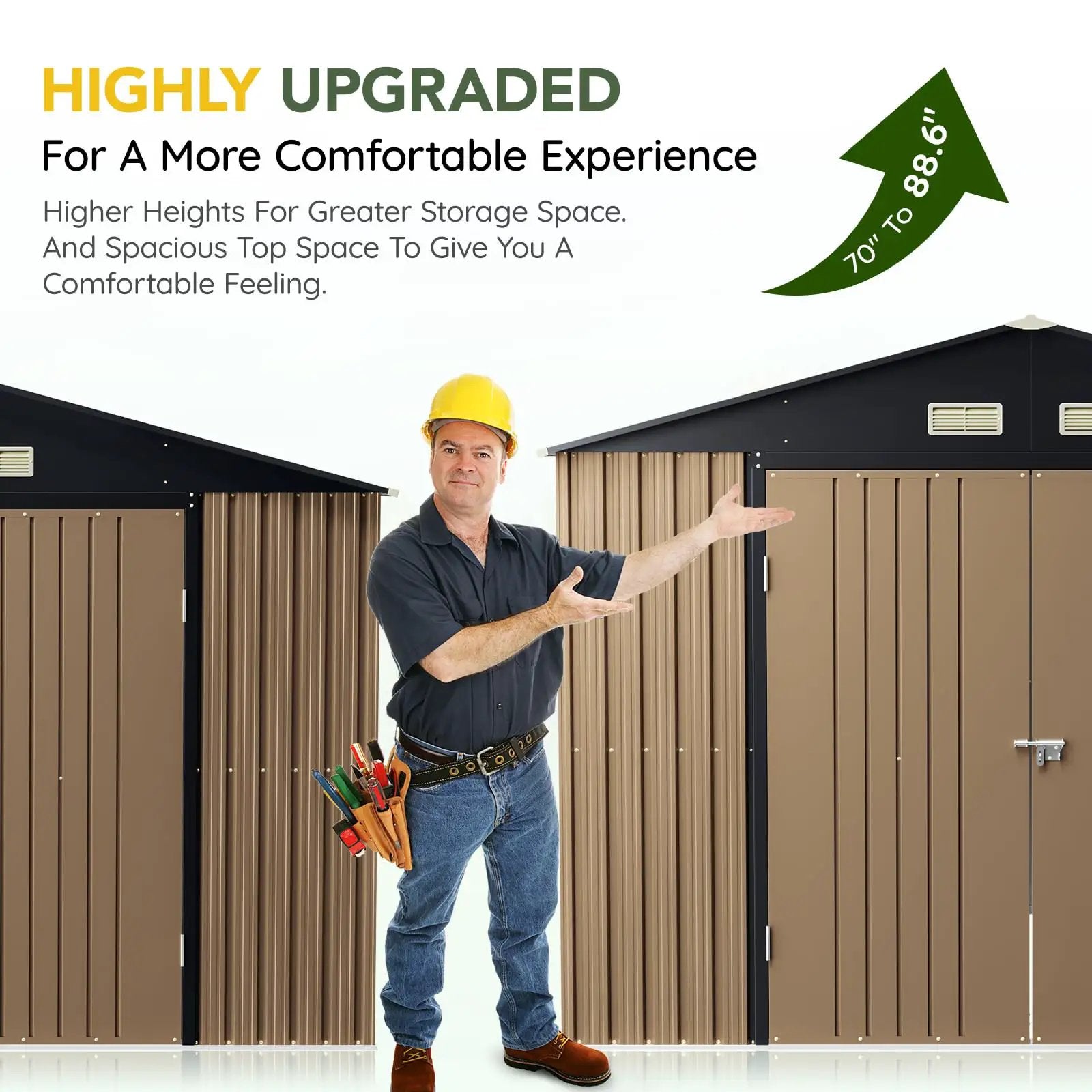 10x12 Ft Outdoor Storage Shed With Skylight Roof ✓