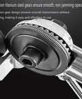 Close-up of titanium steel gears in Titanium Drill Nibbler Sheet Metal Cutter Tool for efficient, non-jamming operation.