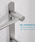 Close-up of Stainless Steel 3-Tier Ladder Towel Rack With Wall Mount In Polished Chrome, showing rustproof safety round corner design