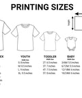 Custom DTF Transfers Ready To Press For T Shirts And Hoodies Personalized Iron On Prints And Decals size chart illustration