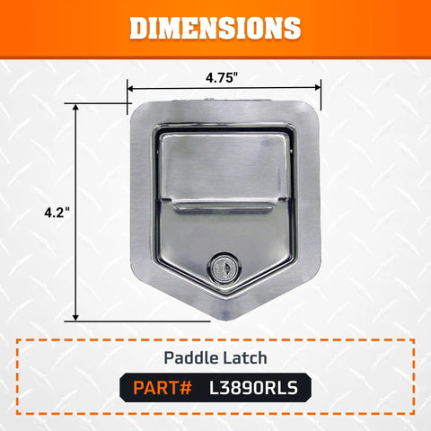 Heavy Duty Stainless Steel Rotary Paddle Latch With Hidden Stud Mount And Shut And Go Lock For Truck Toolbox Handles dimensions 4.75" x 4.2"
