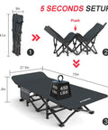 On The Go Camping Cot For Adults With Removable Cushion lightweight folding bed setup instructions and dimensions