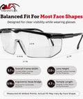 Anti-Fog Safety Glasses With Scratch-Resistant Wraparound Lenses, ANSI Z87.1 Plus Impact Rated, EN 166 N Certified