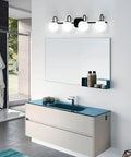 Black Mid Century Vanity Lights With Milk White Glass Globes, 4 Light Wall Sconce Bar For Over Mirror, Bathroom Setting