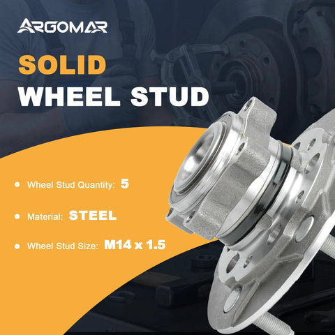 Solid wheel stud steel 5-lug hub from 2-Pack Front Wheel Hub And Bearing Assembly For Ford Transit 2015-2019 Vans ABS 5 Lug Pair Fits Transit 150 250 350 And 350 HD Beefed Up Replacement Wheel Hub Bearing Assembly.
