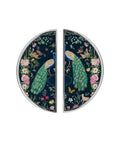 2 Pack Peacock Floral Art Cabinet Handles With Customizable Panels, 3 Inch Hole Center Semicircle Brushed Nickel Drawer Pulls