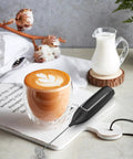 Handheld Frother Battery Powered Foam Maker Wand With Stainless Steel Whisk For Coffee Lattes Cappuccino Matcha Home Barista Grade Black