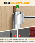 Close-up of Door Hinge Adjustment Tool For Home And Commercial Doors 0.55 To 0.74 Inch Hinge Gap Wrench in use on a hinge