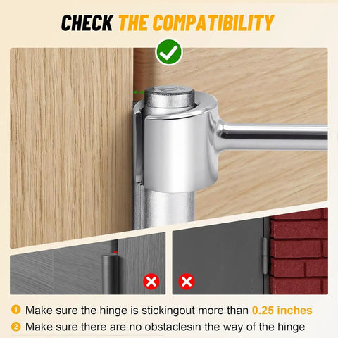 Close-up of Door Hinge Adjustment Tool For Home And Commercial Doors 0.55 To 0.74 Inch Hinge Gap Wrench in use on a hinge