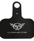 Corvette Gas Door Paint Saver Silver Logo Dope Finish Protector For 1997 2004 C5 Models, black with silver logo shield