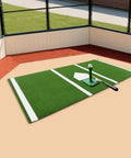 Baseball Hitting Mat 9.8 By 4.9 Feet Pro Grade Durable Batting Cage Turf With Home Plate And White Lines on outdoor field