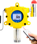 Chlorine Detector Industrial Wall Mount With Continuous Monitoring, Explosion Proof, 0-20ppm Cl2, USA NIST Calibration, Remote Control Up To 8 Meters, 4-20mA Analog Output, Dual Relay Alarms, Sound And Light Alerts; yellow industrial gas detector with remote